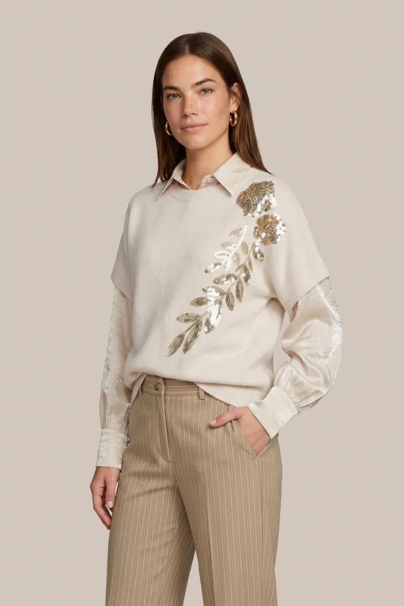 CS The Label Victoria Knit Pullover Sand, zandkleurige gebreide pullover met ronde hals en lange mouwen